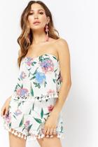 Forever21 Floral Pom-pom Flounce Romper