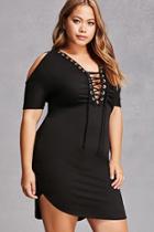 Forever21 Lace-up Open-shoulder Dress