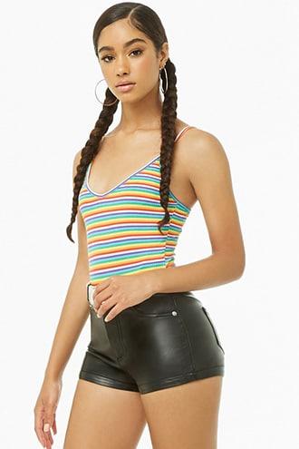 Forever21 Rainbow-striped Cami Bodysuit