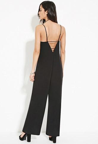 Forever21 Women's  Wide-leg Caged-back Jumpsuit