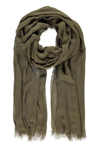 Forever21 Olive Frayed Woven Scarf