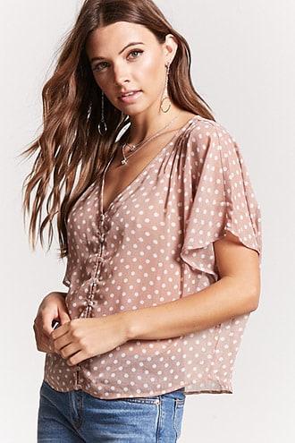 Forever21 Polka Dot Chiffon Top