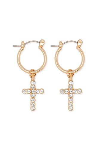 Forever21 Mini Cross Hoop Earrings