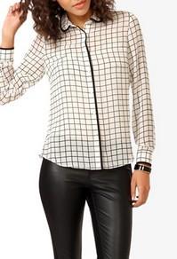Forever21 Sheer Grid Pattern Shirt