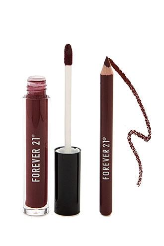 Forever21 Wine Liquid Lipstick And Liner Set