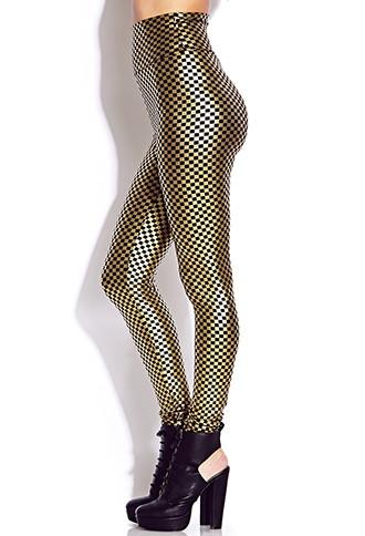 Forever21 Luxe Checkered Lame Leggings