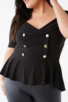 Forever21 Plus Size Double-breasted Ruffle-hem Top