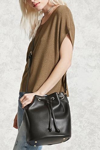 Forever21 Pebbled Faux Leather Bucket Bag