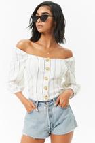 Forever21 Off-the-shoulder Button-front Top