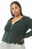 Forever21 Plus Size Distressed-trim Knit Hoodie