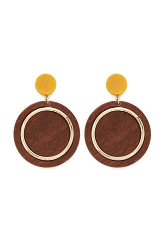 Forever21 Metal-trim Wood Drop Earrings