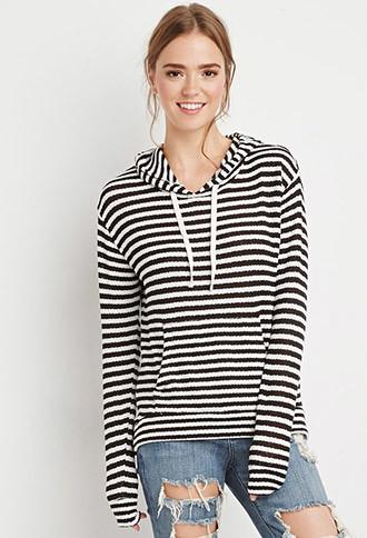 Forever21 Striped Loose Knit Hoodie