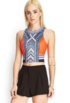 Forever21 Abstract Zippered Crop Top