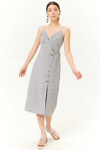 Forever21 Striped Button-front Cami Dress