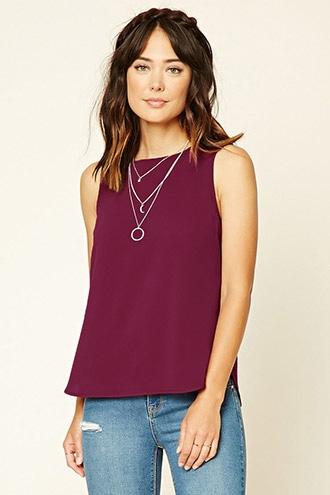 Love21 Women's  Aubergine Contemporary Dolphin Hem Top
