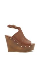 Forever21 Women's  Tan Peep-toe Wedge Heels