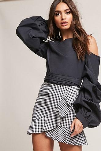 Forever21 Open-shoulder Pickup Sleeve Top