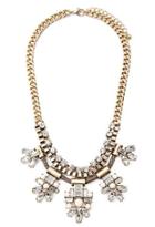 Forever21 Faux Gem Statement Necklace (antic Gold/pink)