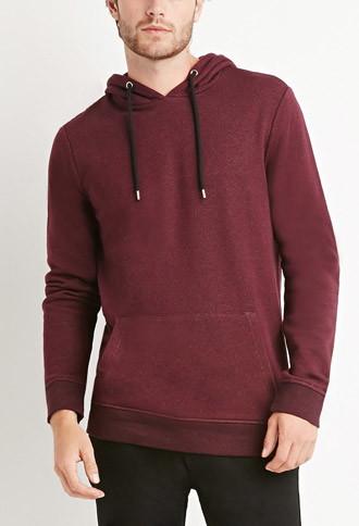 21 Men Marled Pullover Hoodie (burgundy/black)