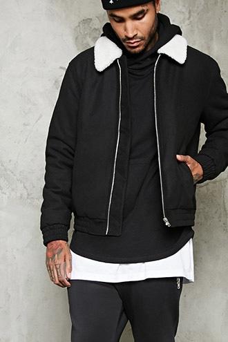21 Men Men's  Zippered Sherpa Jacket