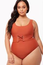 Forever21 Plus Size Belted One-piece Swimsuit