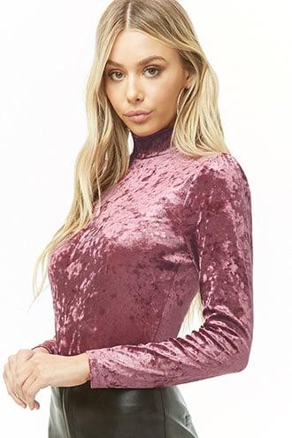 Forever21 Crushed Velvet Mock Neck Top