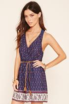 Forever21 Women's  Paisley Belted Surplice Dress