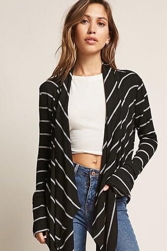 Forever21 Striped Angle-front Cardigan