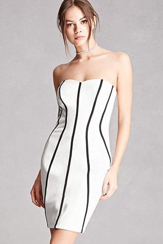 Forever21 Contrast Piped Strapless Dress