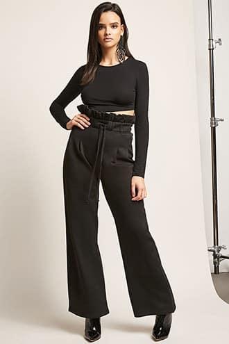 Forever21 Fleece Knit Paperbag Pants