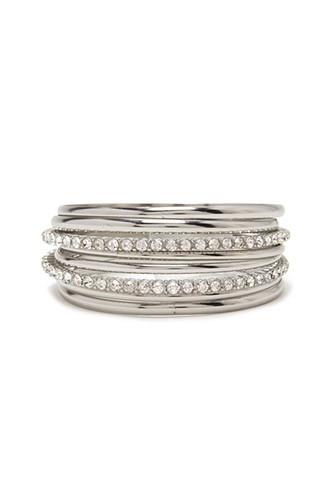 Forever21 Silver & Clear Rhinestone Bangle Set