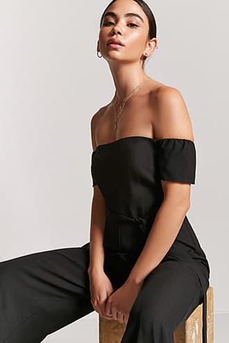Forever21 Off-the-shoulder Wide-leg Jumpsuit