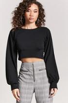 Forever21 Pleated Balloon-sleeve Top