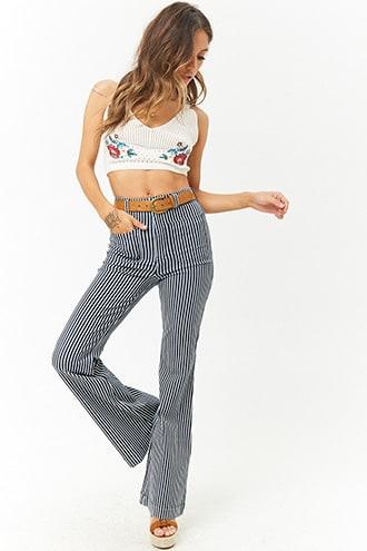 Forever21 Striped Flare Jeans