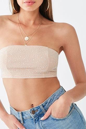 Forever21 Rhinestone Tube Crop Top