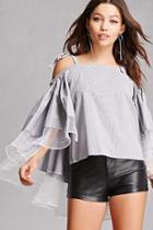 Forever21 Striped Cape-sleeve Top