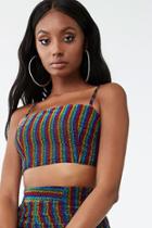 Forever21 Metallic Striped Cropped Cami
