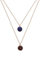 Forever21 Blue & Gold Faux Stone Charm Necklace