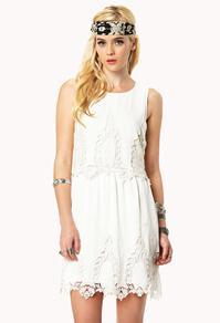 Forever21 Crocheted Lace Chiffon Dress