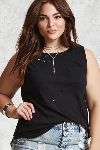 Forever21 Plus Size Distressed Tank Top