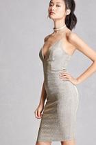 Forever21 Women's  Silver Two-toned Glitter Slip Dress