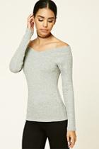 Forever21 Women's  Marled Off-the-shoulder Top