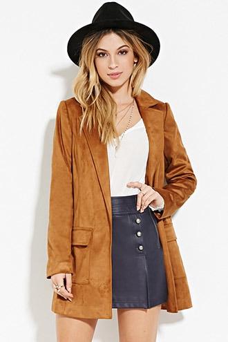 Forever21 Women's Belted Faux Suede Coat