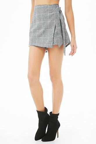 Forever21 Glen Plaid Mock Wrap Skort