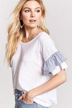 Forever21 Contrast Ruffle-sleeve Top