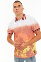 Forever21 Reason Tropical Floral Embroidered Polo Shirt