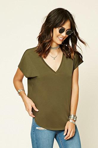 Forever21 Women's  Dolman V-neck Top