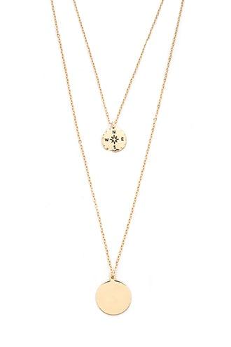 Forever21 Compass Pendant Layered Necklace