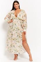 Forever21 Plus Size Floral Open-shoulder M-slit Maxi Dress