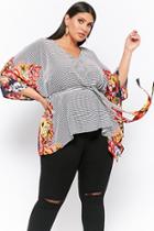 Forever21 Plus Size Belted Floral Striped Top